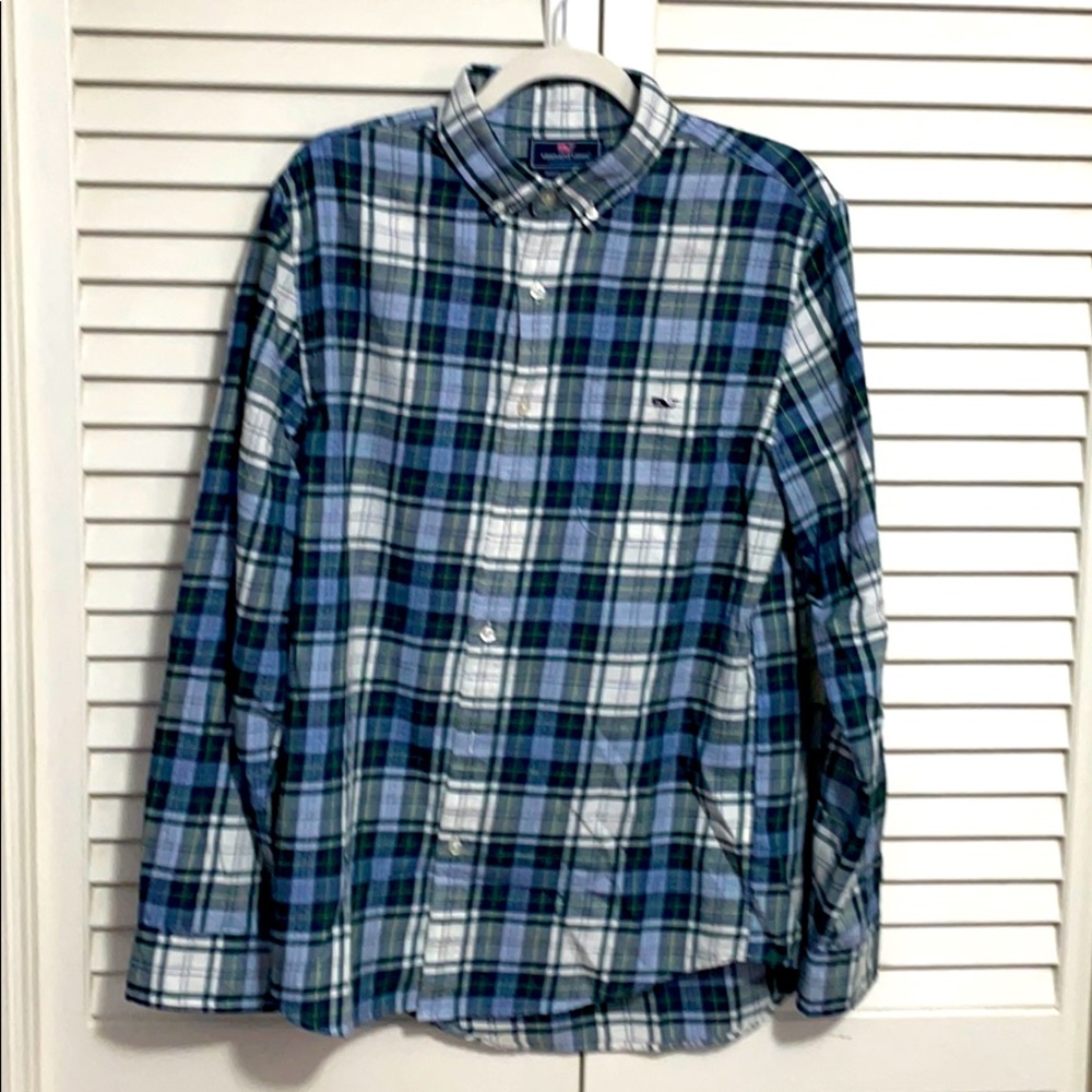 Vineyard Vines slim fit Tucker shirt blue plaid M